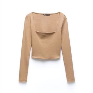 Zara Square Neck Beige Shirt - REF 4424/810